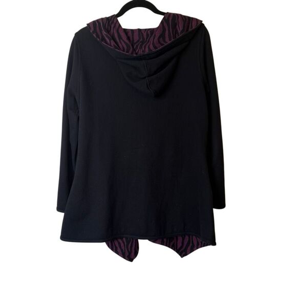 Parsley & Sage Reversible Black & Purple Zebra Striped Hooded Sweater Sz M Boho - Picture 5 of 15